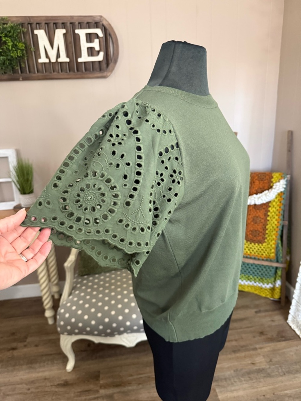 Nanette Lepore • Eyelet Lace Sleeve Blouse